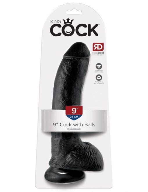 KING COCK 9IN COCK W/BALLS BLACK 2