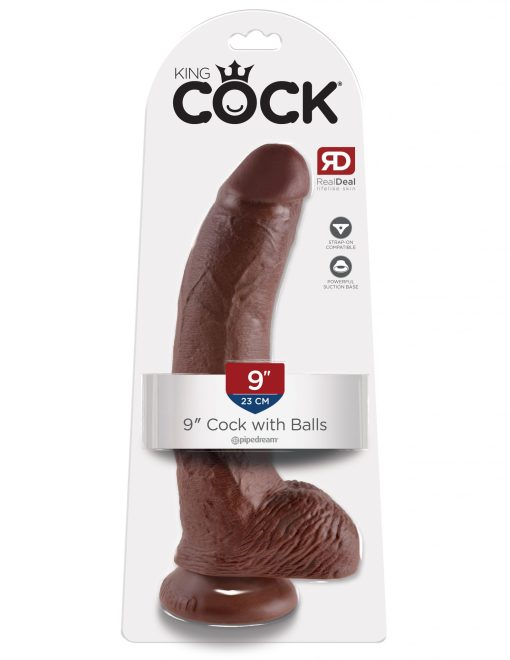 KING COCK 9IN COCK W/BALLS BROWN 2