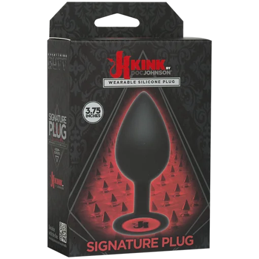 KINK SIGNATURE PLUG 3.75 WEARABLE SILICONE PLUG BLACK " male Q