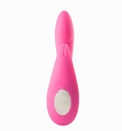 LEAH RECHARGEABLE SILICONE RABBIT MASSAGER NEON PINK back