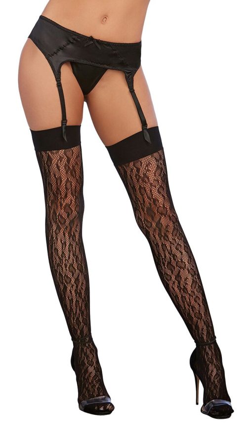 LEOPARD FISHNET THIGH HIGH DMD BLACK O/S details