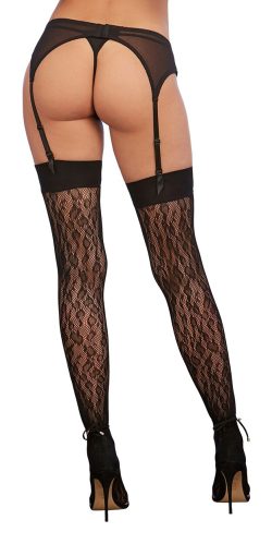 LEOPARD FISHNET THIGH HIGH DMD BLACK O/S main