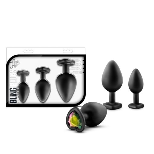 Luxe bling plugs training kit black w/rainbow gems main