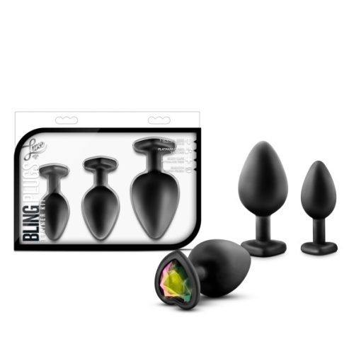 LUXE BLING PLUGS TRAINING KIT BLACK W/RAINBOW GEMS main