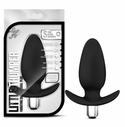 Luxe little thumper black anal plug back