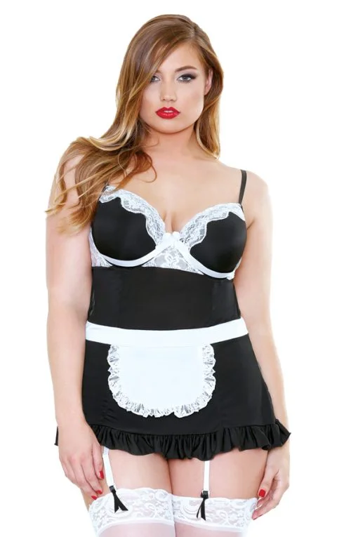 MAID APRON BABYDOLL & RUFFLE PANTY 1X2X main