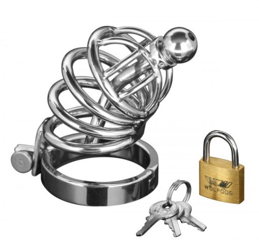 MASTER SERIES 4 RING CHASTITY CAGE W/URETHAL PLUG SM/M main