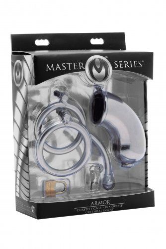 MASTER SERIES ARMOR CHASTITY DEVICE W/REMOVABLE URETHRAL INSERT back
