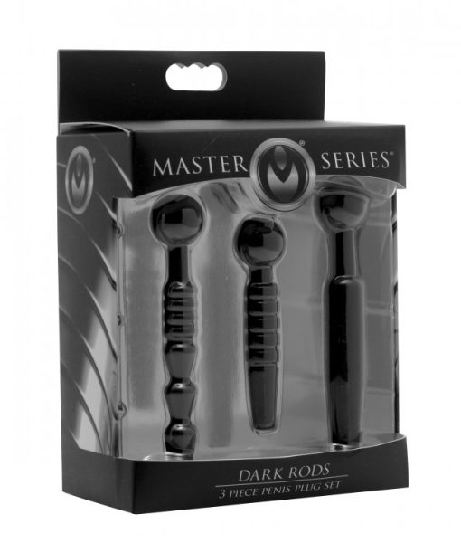 Master series dark rods 3 piece penis plug set silicone main