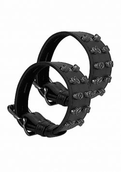 OUCH! SKULLS & BONES HANDCUFFS W/ SKULLS BLACK main