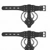OUCH! SKULLS & BONES HANDCUFFS W/ SKULLS & CHAINS BLACK details