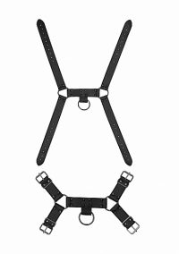 Ouch! Skulls & Bones Male Harness with Spikes Black