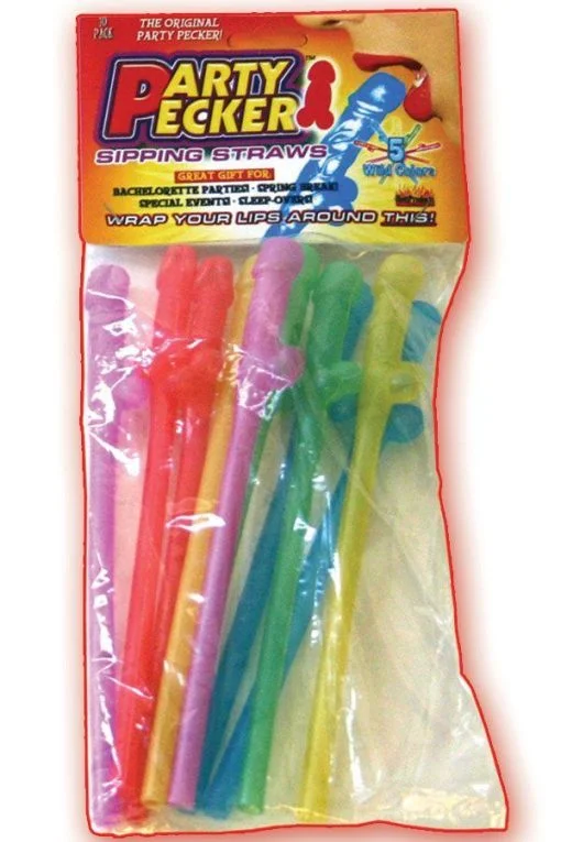 PARTY PECKER SIPPING STRAWS-10 PACK ASST. main