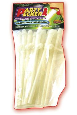 PARTY PECKER SIPPING STRAWS-GLOW-10PK main