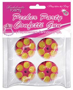 PECKER PARTY CONFETTI GUN REFILL CARTRIDGES 4PC PACK main