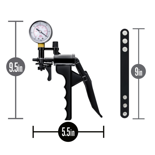 PERFORMANCE GAUGE PUMP PISTOL W/ SILICONE TUBING & SILICONE COCK STRAP BLACK male Q