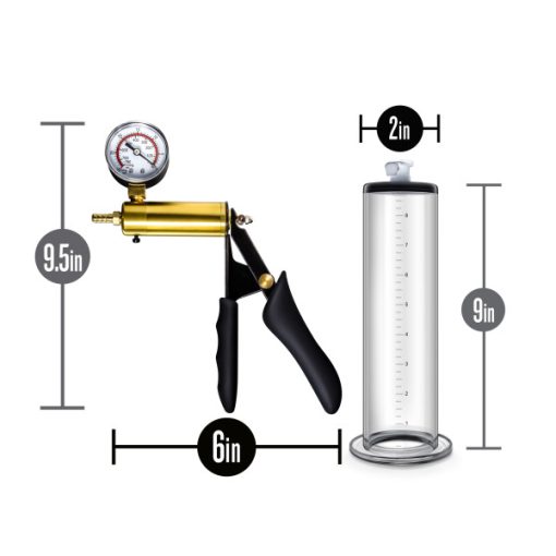 PERFORMANCE VX6 VACUUM PENIS PUMP W/ BRASS TRIGGER & PRESSURE GAUGE CLEAR details