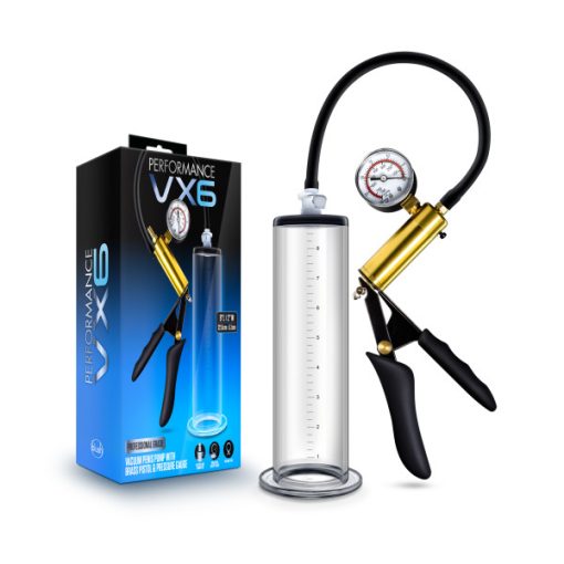PERFORMANCE VX6 VACUUM PENIS PUMP W/ BRASS TRIGGER & PRESSURE GAUGE CLEAR main