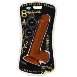 PRO SENSUAL PREMIUM SILICONE DONG W/ 3 C RINGS BROWN 8 " main