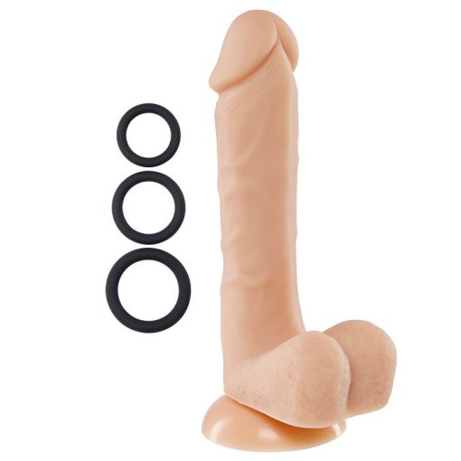 PRO SENSUAL PREMIUM SILICONE DONG W/ 3 C RINGS LIGHT 8 " details