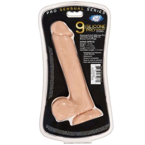 PRO SENSUAL PREMIUM SILICONE DONG W/ 3 C RINGS LIGHT 9 " back