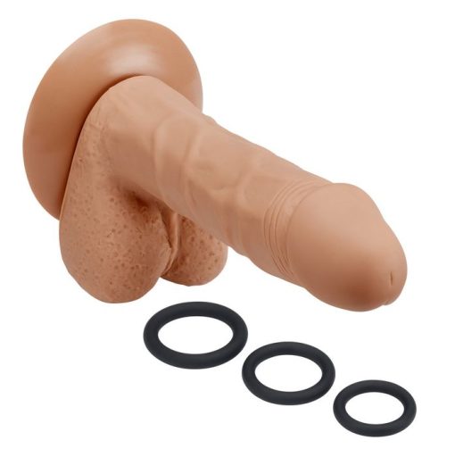 PRO SENSUAL PREMIUM SILICONE DONG W/ 3 C RINGS TAN 6 " male Q