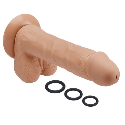 PRO SENSUAL PREMIUM SILICONE DONG W/ 3 C RINGS TAN 9 " male Q