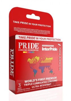 Pride Feather Thin Latex Condoms Pack Of 3 Main