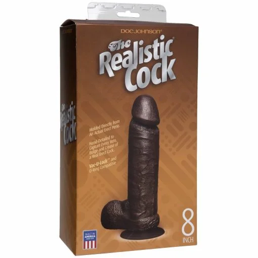 REALISTIC COCK 8IN BLACK BX details