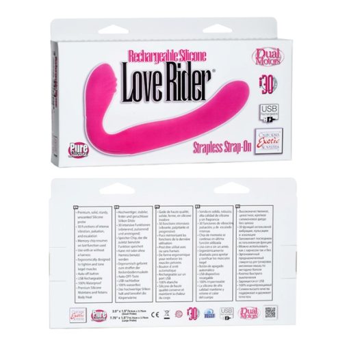 RECHARGEABLE LOVE RIDER STRAP ON PINK back