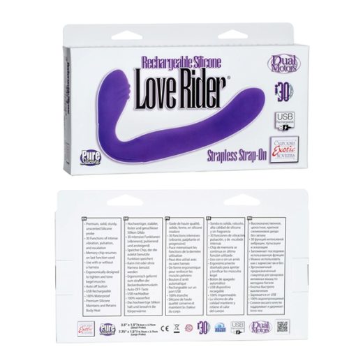 RECHARGEABLE LOVE RIDER STRAP ON PURPLE back