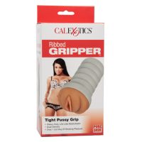 Ribbed Gripper Tight Pussy Brown Stroker