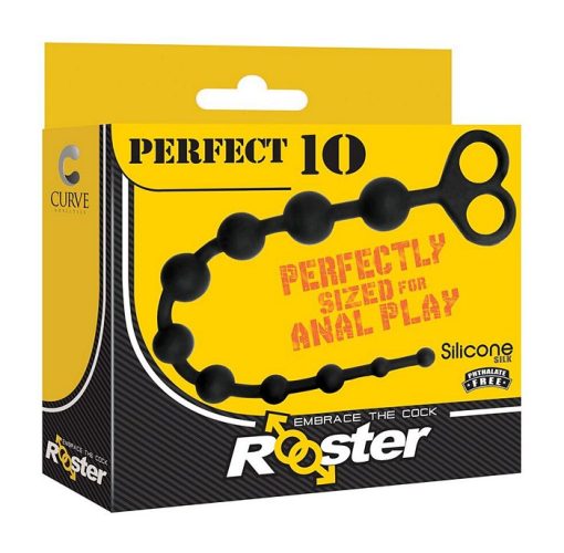 Rooster perfect 10 black anal beads back