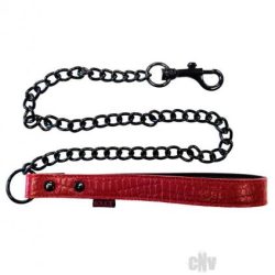Rouge Leather Handle Lead Dog Chain Burgundy Main