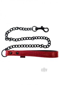 Rouge Leather Handle Lead Dog Chain Burgundy Main