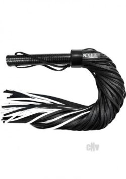 Rouge Long Leather Flogger Black White Main