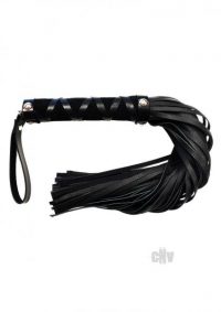 Rouge Short Leather Flogger With Studs Black Main