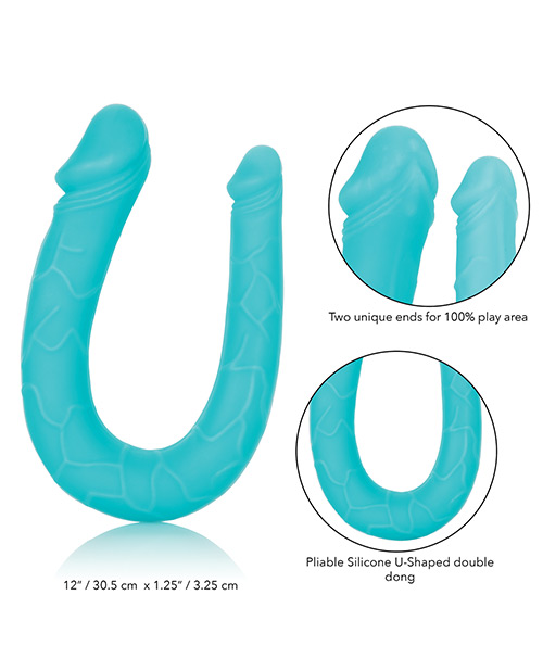 SILICONE DOUBLE DONG TEAL AC/DC main