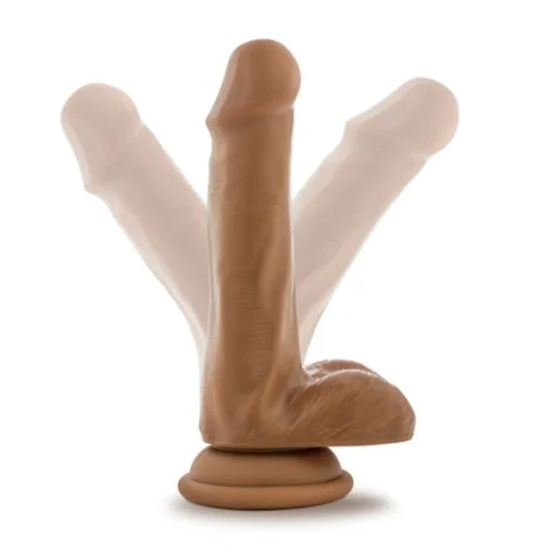 SILICONE WILLYS 6 SILICONE DILDO WITH BALLS MOCHA " 2
