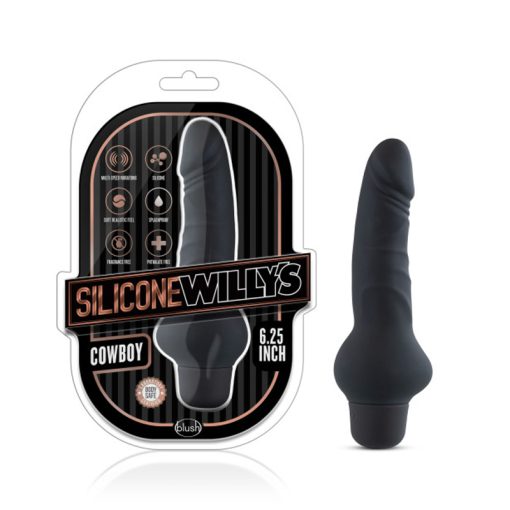 SILICONE WILLY'S COWBOY 6.25IN VIBRATING DILDO BLACK main