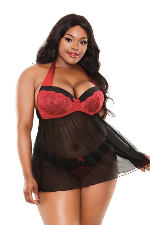 SOPHIA HALTER BABYDOLL & PANTY 1X2X back