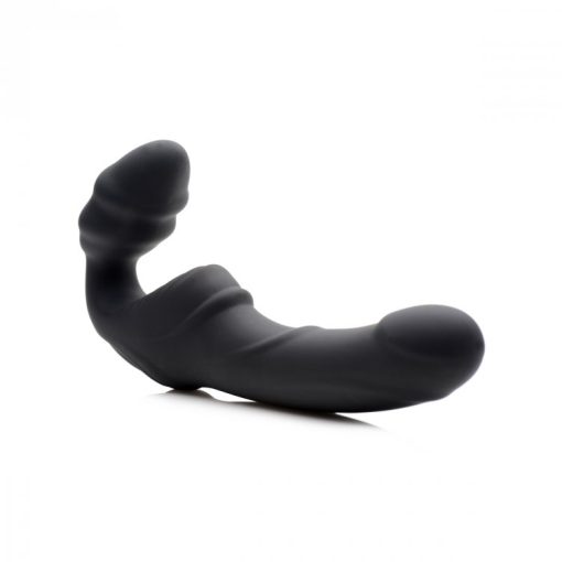 STRAP U SLIM RIDER RIBBED VIBRATING SILICONE STRAPLESS STRAP ON back