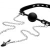 STRICT SILICONE BALL GAG W/NIPPLE CLAMPS (Out End Aug) back