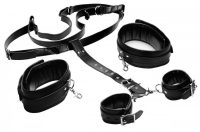 Deluxe Thigh Sling With Wrist Cuffs Black Leather