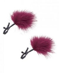 Sex & Mischief Enchanted Feathered Nipple Clamps Red