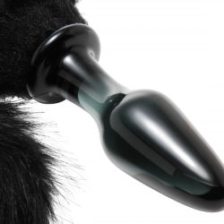 Tailz Midnight Fox Glass Butt Plug With Tail Black