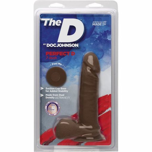 THE D PERFECT D 7 W/BALLS CHOCOLATE BROWN DILDO " details