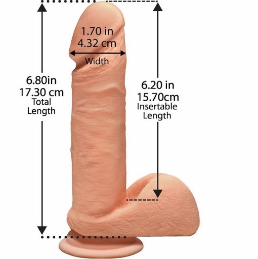 THE D PERFECT D 7 W/BALLS VANILLA BEIGE DILDO " details