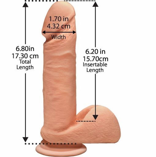 THE D PERFECT D 7 W/BALLS VANILLA BEIGE DILDO " details