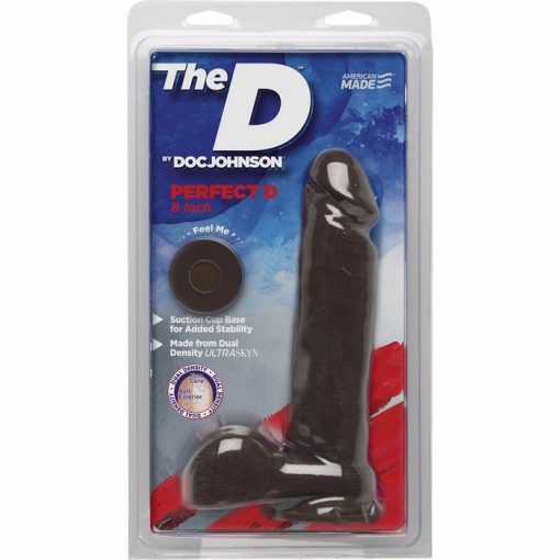 THE D PERFECT D 8 W/BALLS CHOCOLATE BROWN DILDO " details